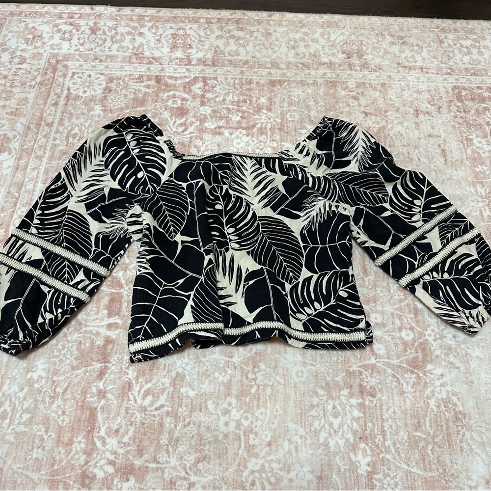 Linen 🖤 Banana Leaf Balloon Sleeve Blouse - Picture 8 of 11
